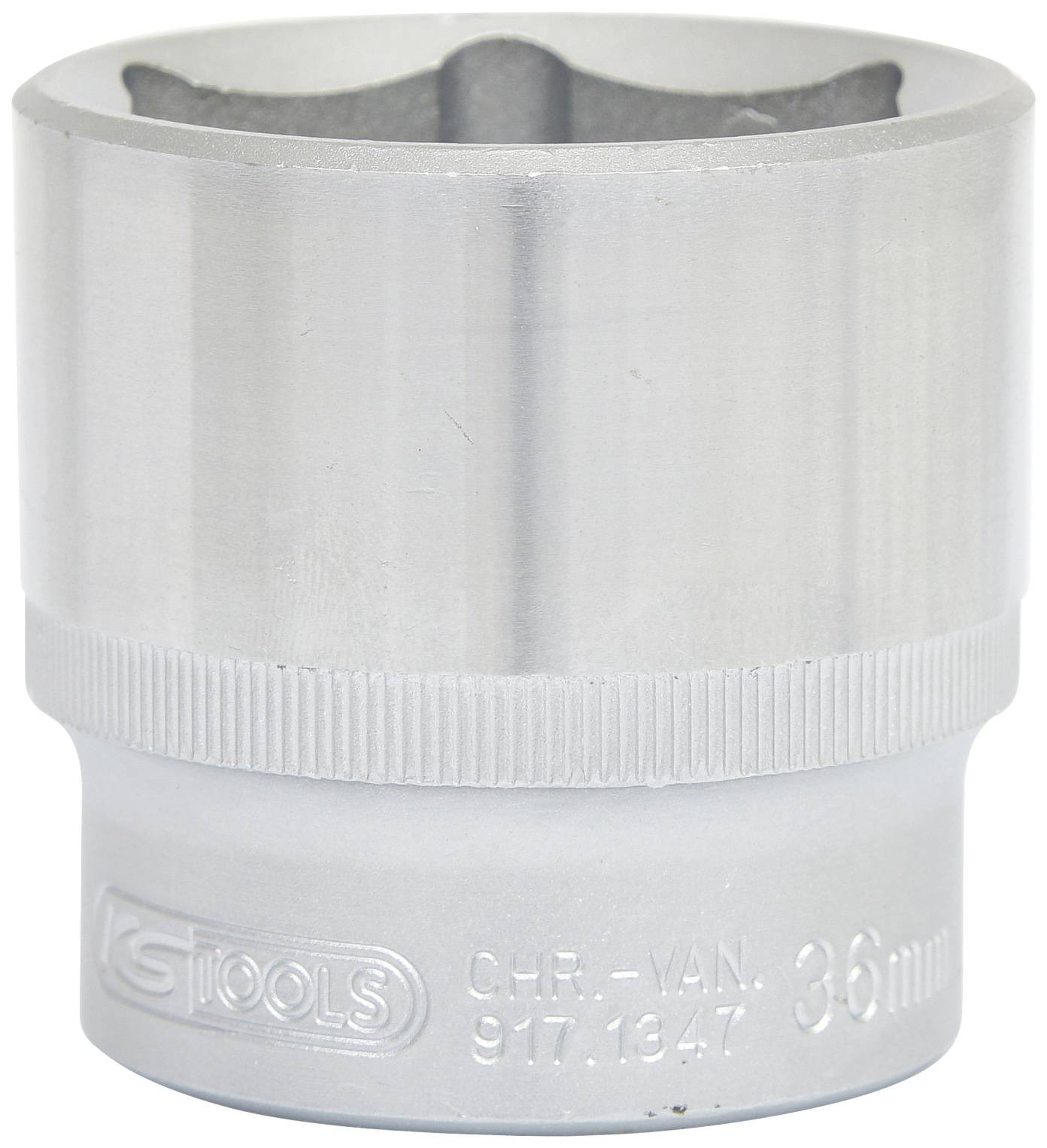 Silver hexagonal socket with '36 mm' inscription. Primarily used for mechanical work or vehicle repairs.