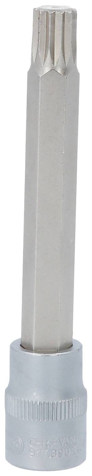 A hexagonal bit socket, silver in colour, for use with a socket wrench. Ideal for tightening or loosening screws.