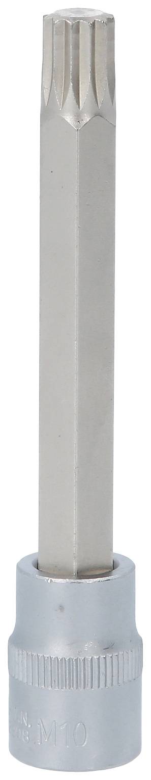 'Ribe VZIL 1/2 inch M10 Multi-Spline Bit' made of metal, long version, for automotive repairs and assembly.