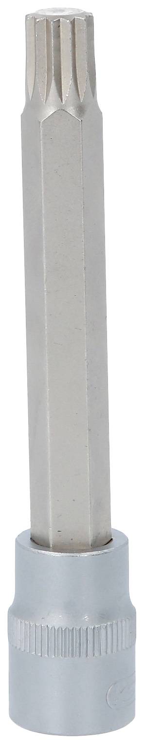 A silver screwdriver bit with a star-shaped head and an elongated form, suitable for specialist screws.