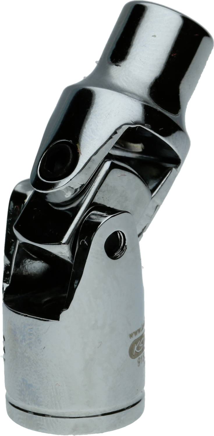 Chrome-plated universal joint socket, designed for easy tool connection.