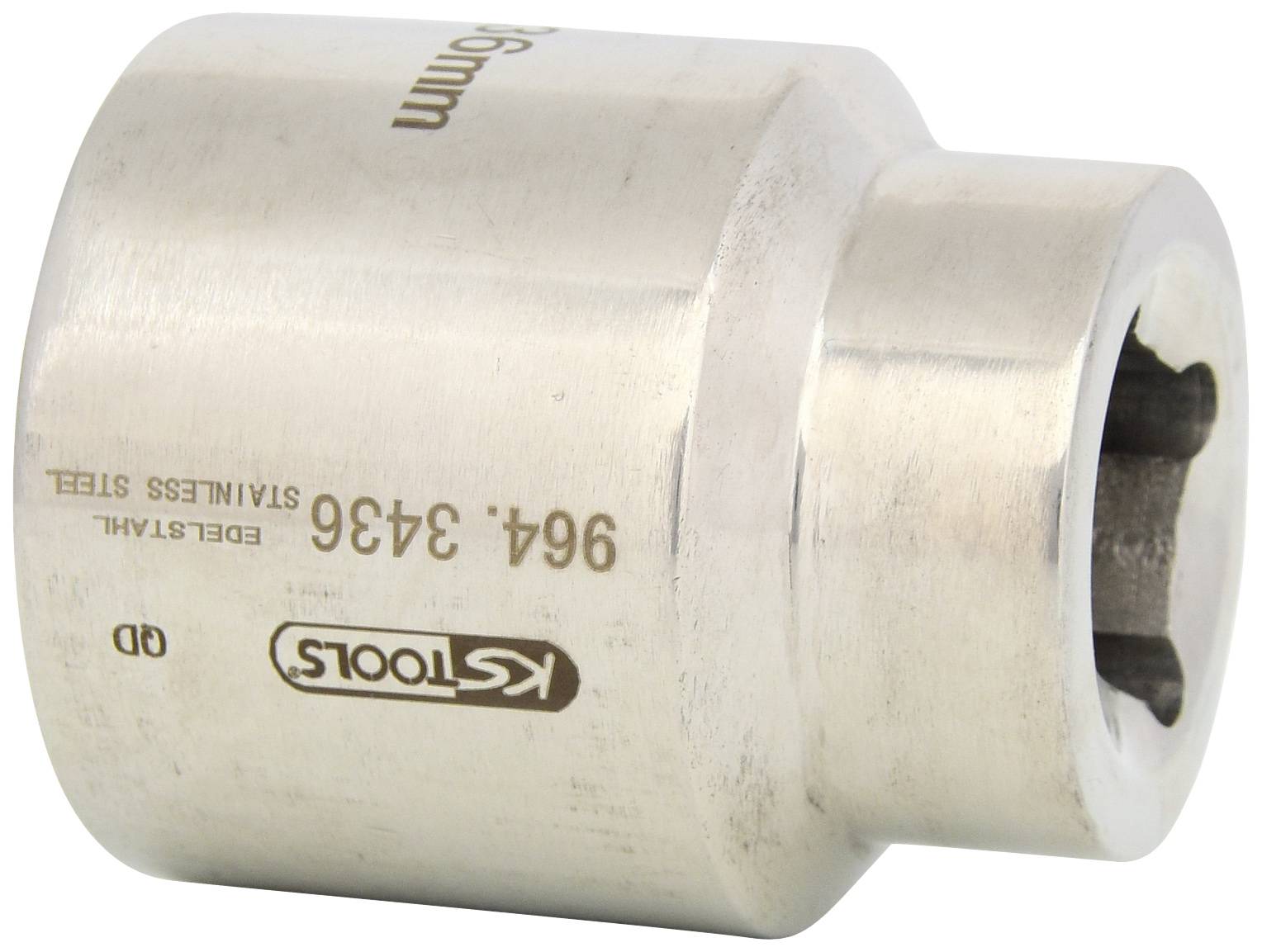 Pictured is a stainless steel socket from KS Tools, marked with '19 mm' and '96 4 3436'.