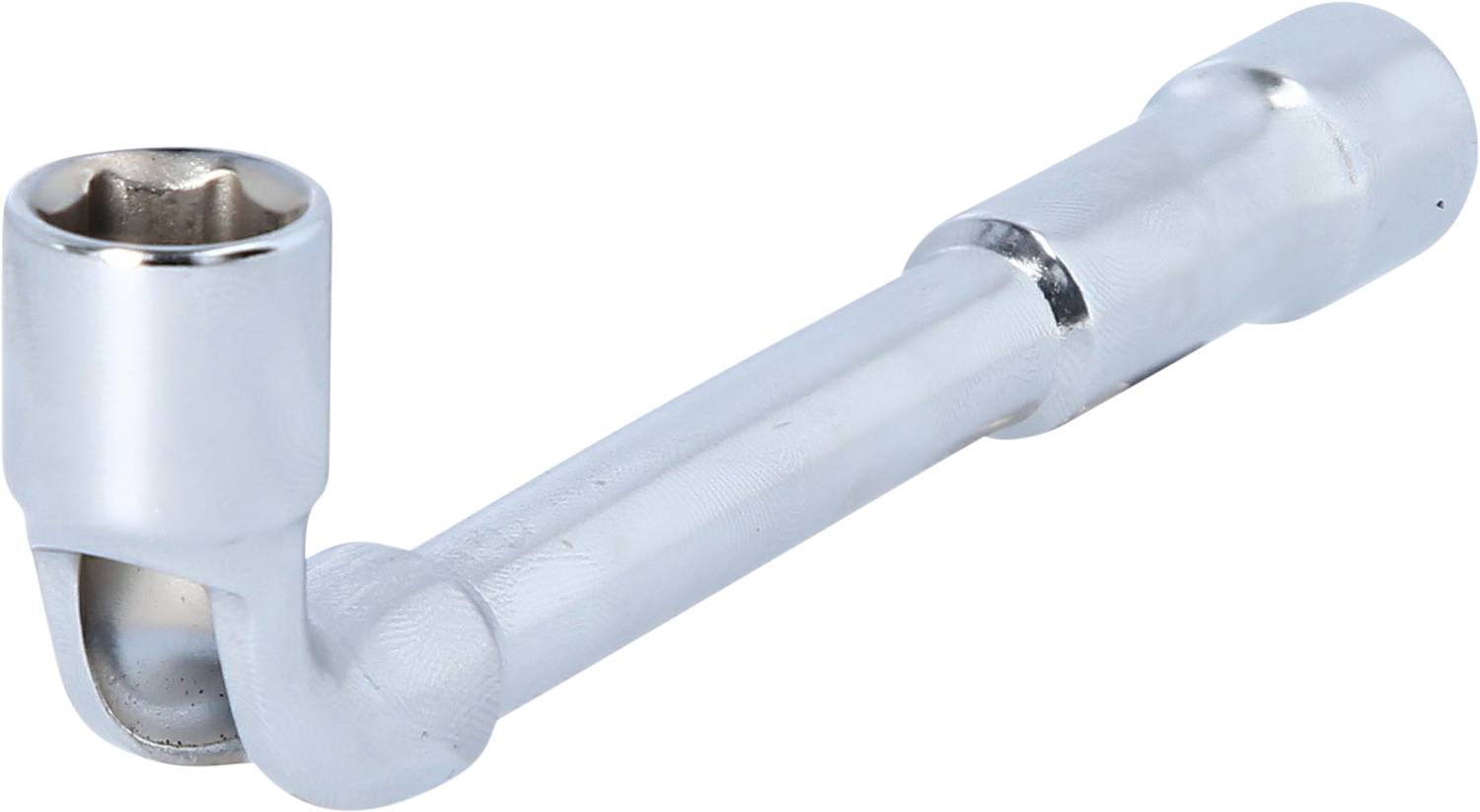 A silver adjustable spanner with a curved end, suitable for loosening or tightening screws or nuts, against a white background.