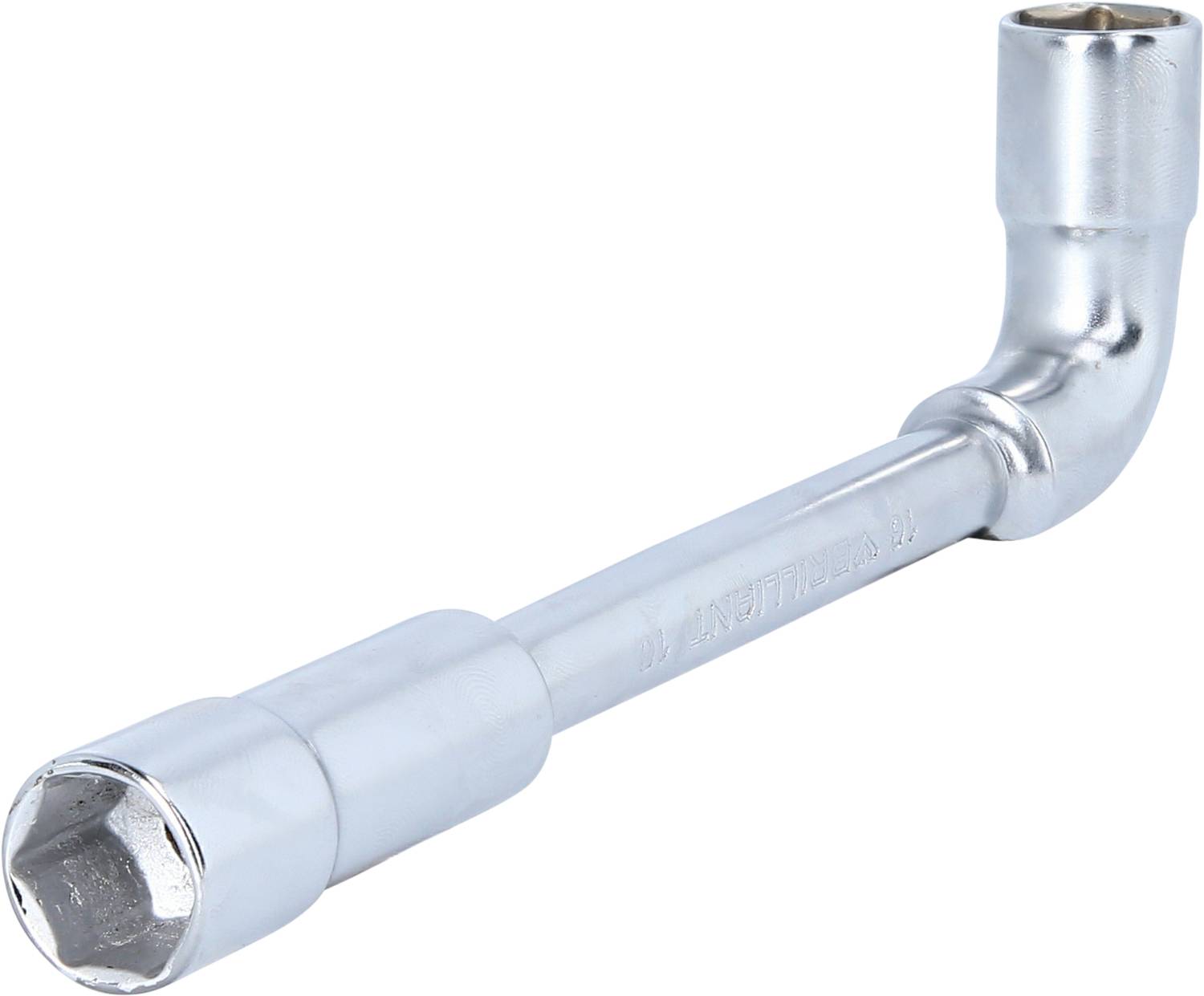 A curved metal spanner, typically used for tightening screws or nuts with a hexagonal head.