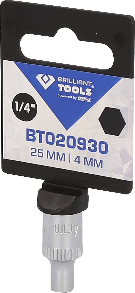 Socket insert with inscription 'BT020930', size 25 mm | 4 mm, 1/4 inch, by Brilliant Tools.