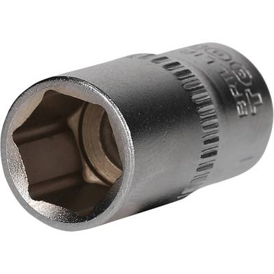A six-sided metal socket insert, suitable for screws and nuts.
