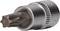 A silver screwdriver bit with a Torx profile, suitable for fasteners with a star-shaped head.