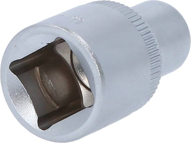 Metal socket extension, cylindrical, with square drive, for use with a socket wrench or ratchet.