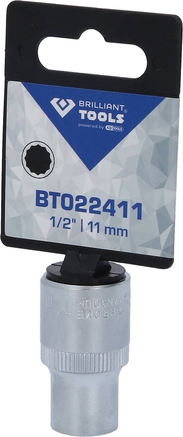 Socket with holder by Brilliant Tools, article number 'BT022411', size 1/2 inch or 11 mm.