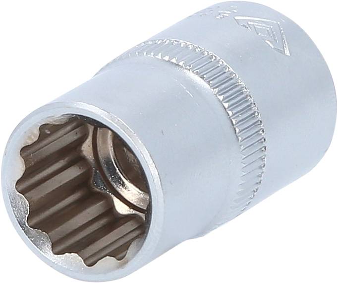 A twelve-sided metal socket used for screw-related work.