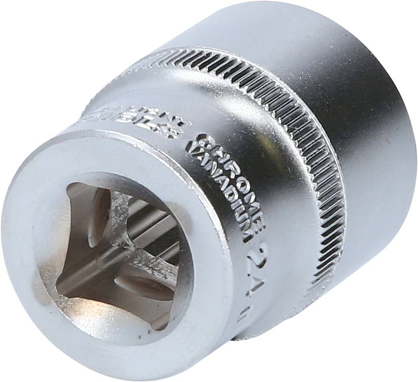 Chrome vanadium steel socket wrench with knurled ring for improved grip control, suitable for various screw-related tasks.