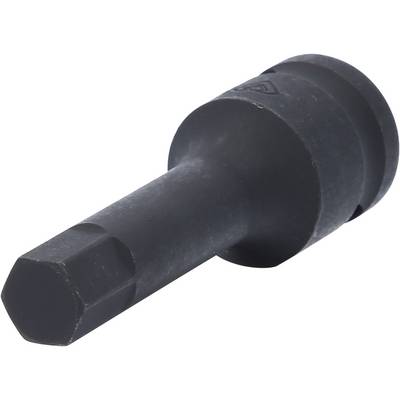 Metal hexagonal socket wrench, black, with a cylindrical handle and hexagonal tip, for tightening screws.
