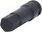 A black hexagonal impact socket made of metal, typically used for working with heavy machine components.