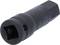 A black hexagonal socket for an impact driver, with a square end for attaching screw tools.