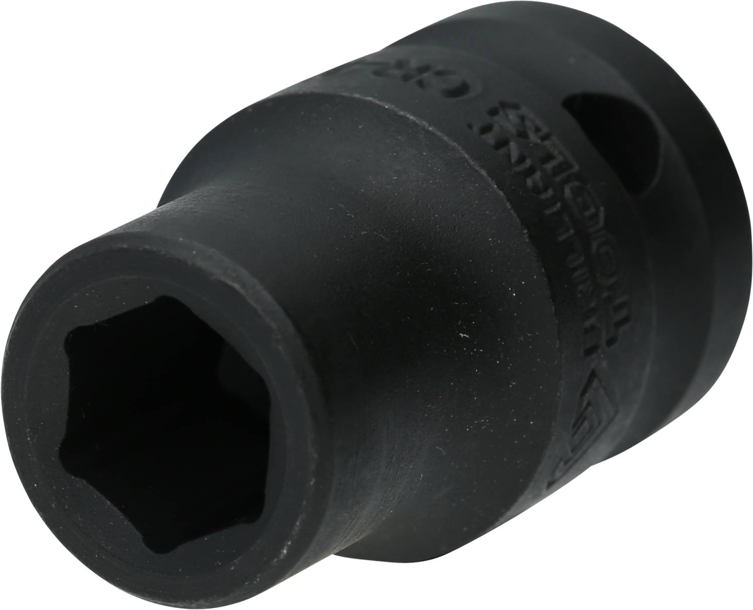 'Black socket insert, cylindrical, with hexagonal side opening, for mechanical work.'