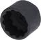 A black hexagonal socket insert designed for use with tools to turn hexagon screws or nuts.