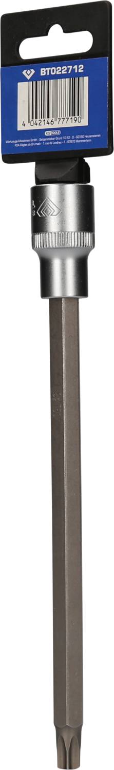 A long screwdriver bit with a blue label at the top; suitable for hexagonal screws.