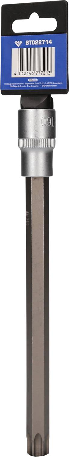 'SDS-max Chisel' on a card, grey steel chisel with hexagonal shank, barcode and product number at the top of the blue label.