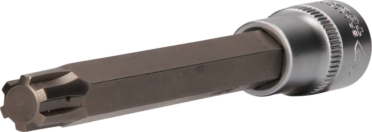 A multi-tooth metal bit with a cylindrical shaft. Commonly used for screw connections in mechanical engineering and the automotive industry.