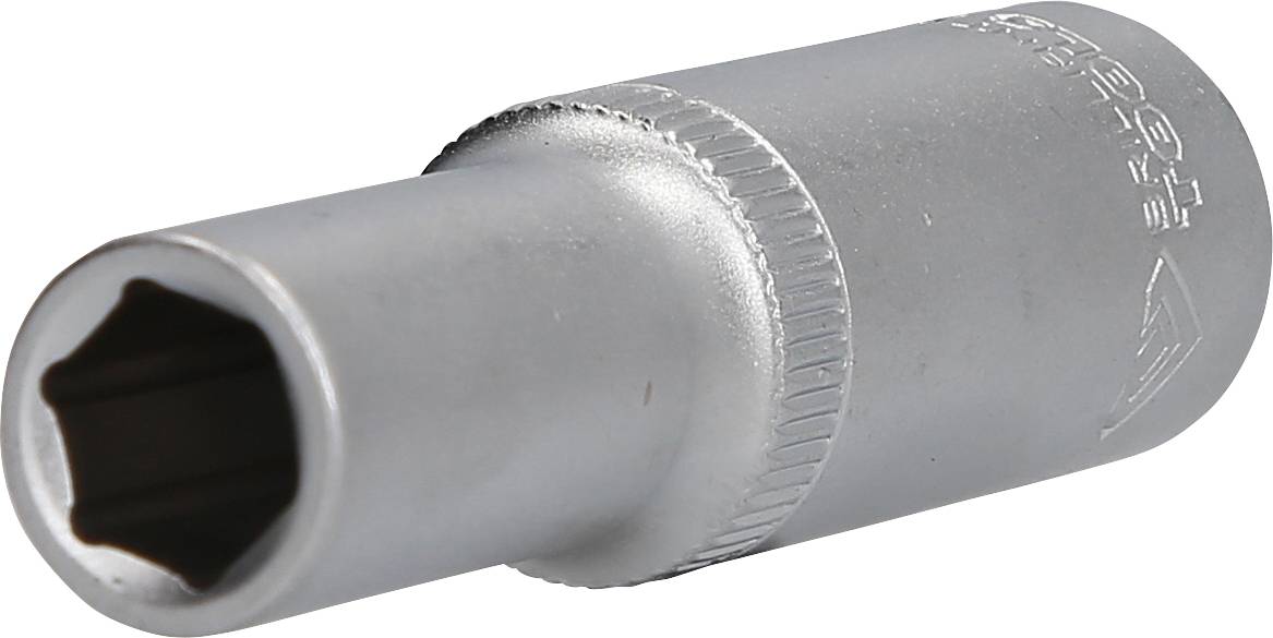 A silver socket extension with a knurled edge, suitable for hand-operated tools.