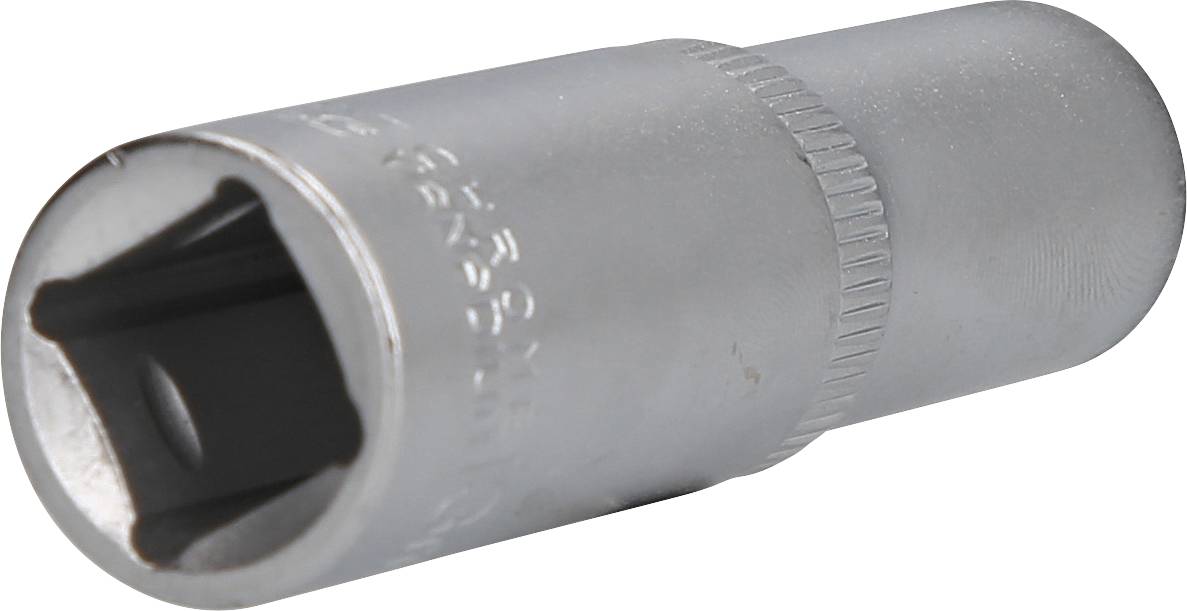 Metallic socket, cylindrical in shape, with a ribbed grip. Primarily used for torque wrenches and socket wrenches.