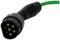 Black charging plug for electric vehicles with seven pins and green cable.