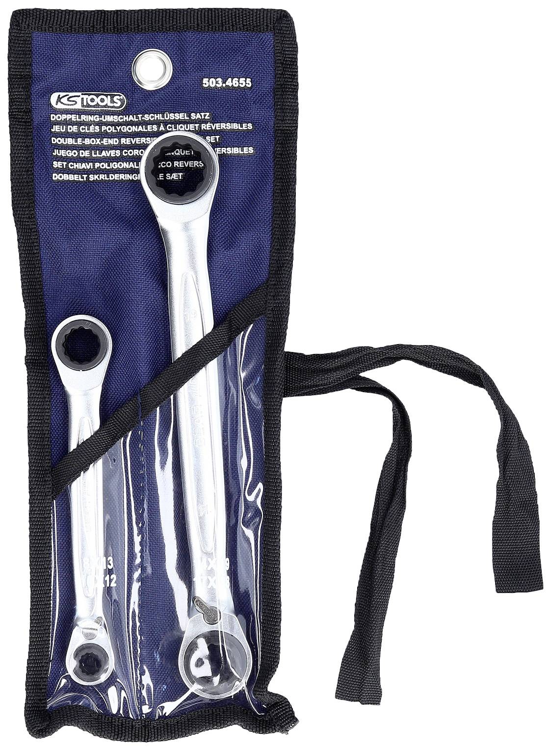 Two silver torque wrenches in a black fabric case with a transparent front panel. The 'KS Tools' logo is visible at the top.