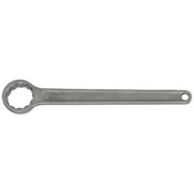 Closed-end spanner, size 33, made of metal, on a white background. Used for loosening or tightening screws.