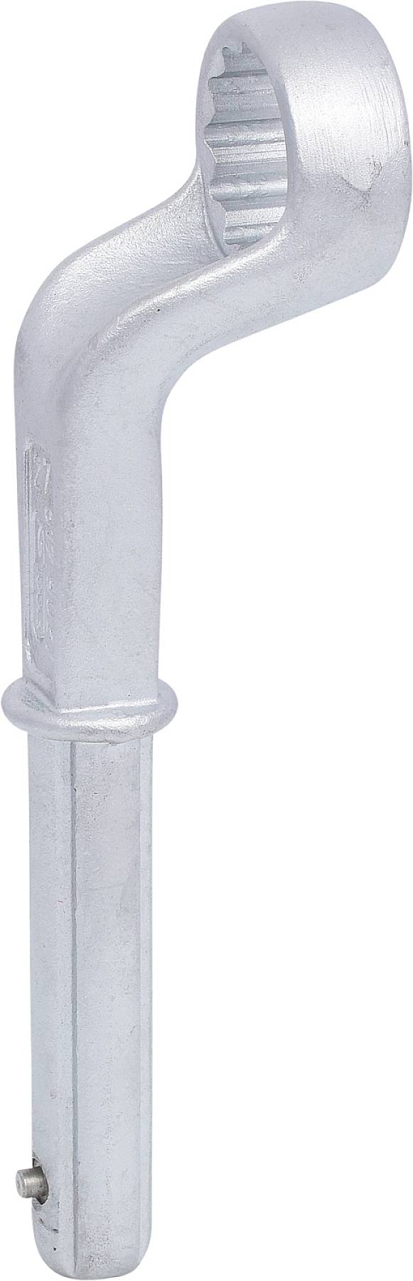 A silver, curved Allen key.