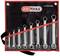 'Set of nine ring spanners in various sizes, from 6 mm to 22 mm, with red tool pouch and KS Tools logo.'