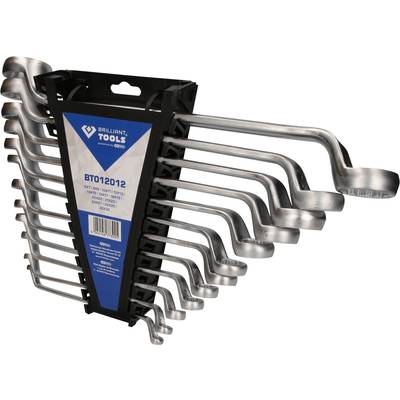 'Set of curved spanners in ascending size on a holder, brand Brilliant Tools.'