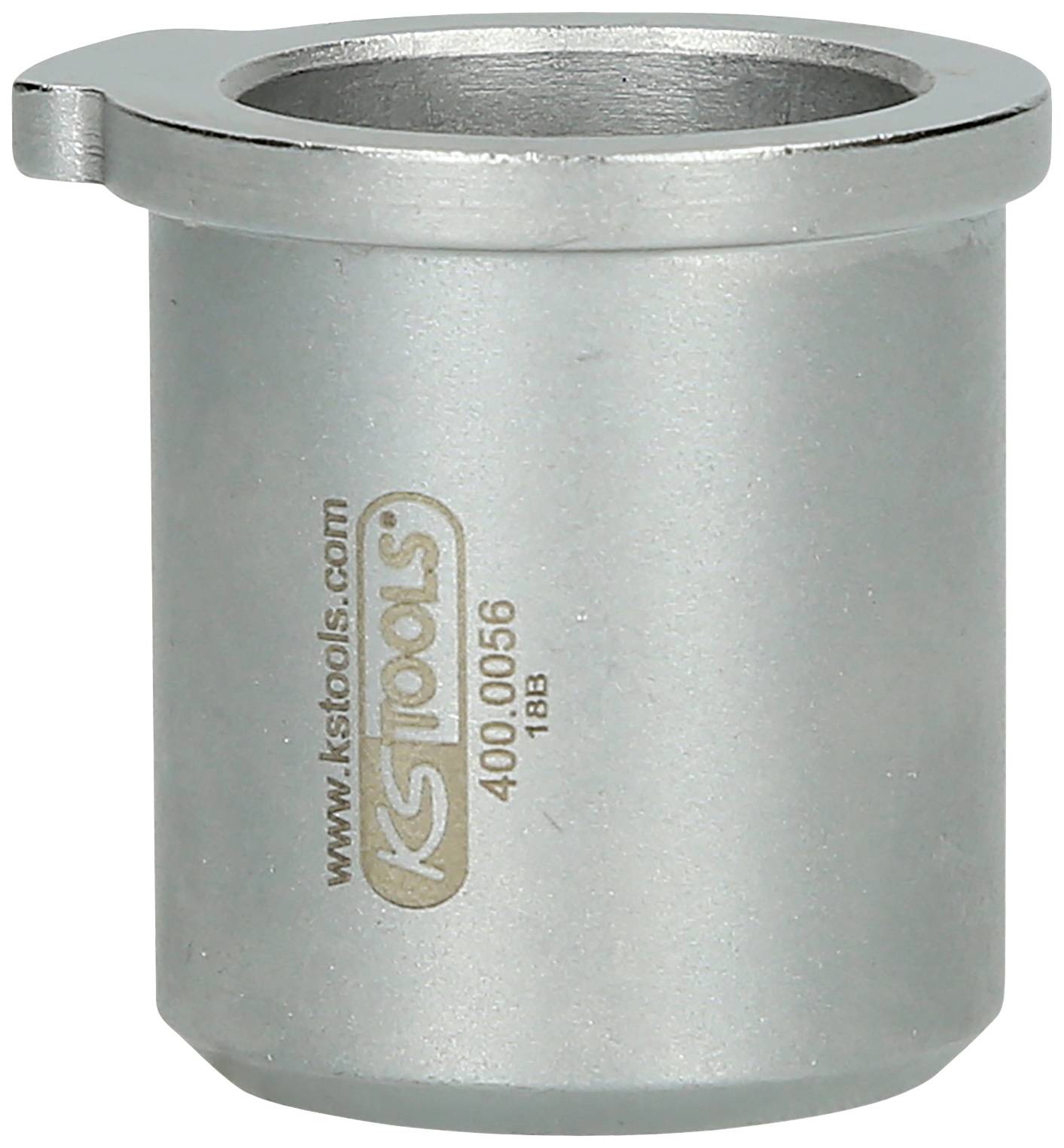 A silver-coloured metal cylinder with a small lateral indentation, bearing the inscription 'KS Tools' and a product number.