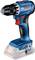 A blue Bosch cordless screwdriver with red and black accents, without battery inserted, suitable for professional work.