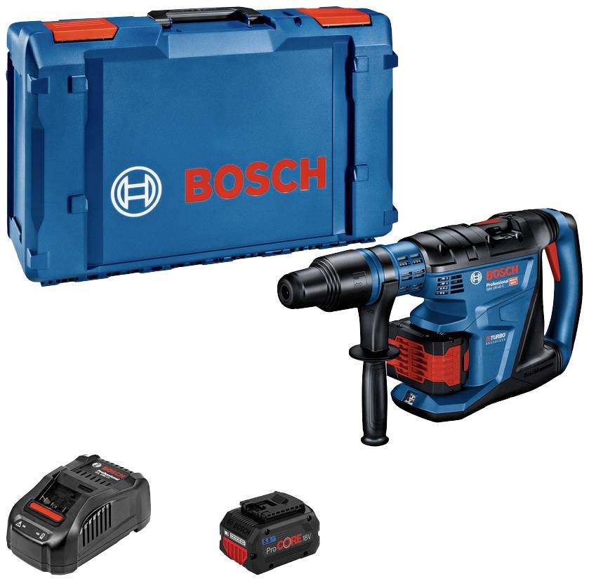 Bosch Cordless Hammer Drill Set with Case, Charger and Battery. Ideal for powerful drilling work.