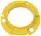 A yellow plastic ring with three holes.