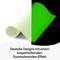 A roll of paper, half fluorescent green, half white. Text: 'Create designs with a long-lasting, fluorescent effect'.