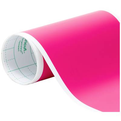 A roll of pink vinyl material, partially unrolled, showing the white backing with a green grid pattern, suitable for craft projects.