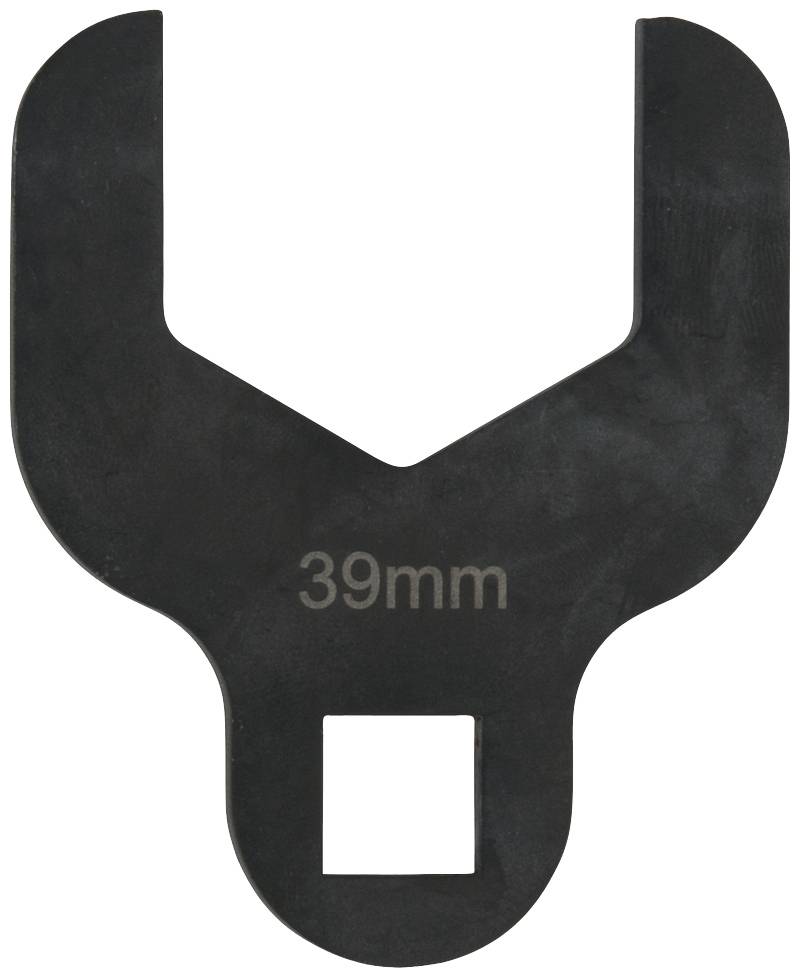 Black adjustable spanner with 39 mm engraving, suitable for special screws or nuts.
