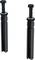 Two black metal pipe spreaders with threaded bolts, standing side by side.