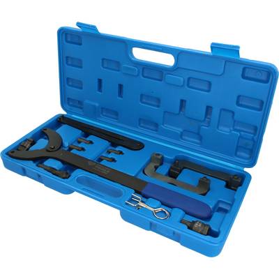Open blue plastic case with a chain key set for bicycle maintenance. Contains various adapters and tools.