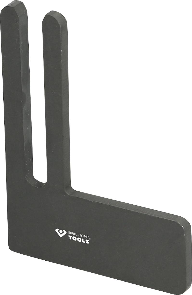 A black metal tool with two parallel prongs and an engraved 'Brilliant Tools' logo. Used for gripping or securing.