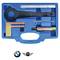 A blue case contains various tools, including a ring spanner, a metal rod and a bolt for BMW and MINI repairs.