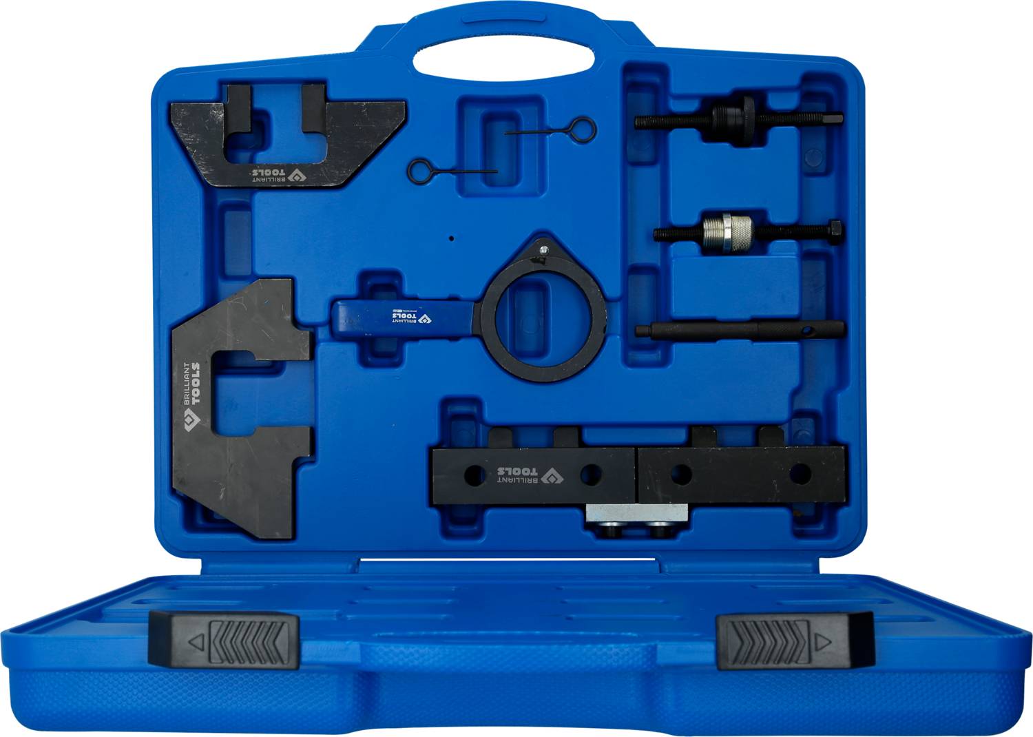 Blue tool case with various precision tools for mechanical work. Contains screwdrivers, spanners and adapters.