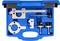 'A blue toolbox with various metal tools and parts, organised in moulded compartments.'