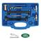 A blue toolbox with specialist automotive repair tools for Jaguar and Land Rover. Contains brackets, pins and levers. Brand logos displayed below.