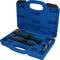 'Blue tool set in an open plastic case with various spanners and tools for vehicle repair.'