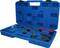 Blue tool case opened, displaying various automotive tools, including spanners and pliers, neatly stored in compartments.