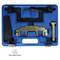 'Mercedes-Benz tool kit with various metal tools in a blue plastic box.'