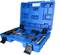 A blue plastic case containing various tools for setting engine timing, including mounting brackets and spanners.