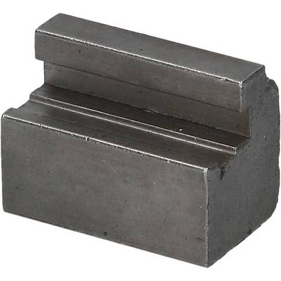 Metal block with U-shaped groove, made of steel, on a white background. Suitable for use in mechanical applications.